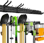 Garage Tool Organizer Wall Mount, 66 Inch Heavy Duty Garage Organization System with 13 Adjustable Hooks, Garden Tool Storage Rack for Garage, Yard & Shed, Holds Up to 520 lbs by Unknown