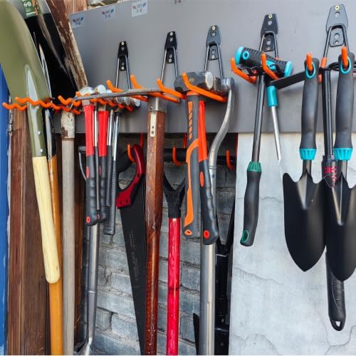 3-H Heavy Duty Garage Wall Hooks 20 Pack, Anti-Slip PVC Coating Wall Mount Garage Storage Utility Hooks, Heavy Load Organizer for Ladders, Yard Tools, Shovel, Weed Eater, Hoses & Bulk Items,Orange - Image 4