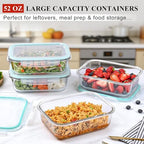 LOVYANXUE 4 Pack 52oz Large Glass Food Storage Containers with Lids, Meal Prep Containers with Airtight Lid for Storing, Baking, Serving, BPA-Free, Freezer, Microwave, Oven & Dishwasher Safe - Image 2