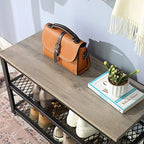 VASAGLE 3-Tier Shoe Rack, Storage Bench with Metal Mesh Shelves and Seat - Image 6