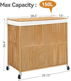WOWLIVE Laundry Basket 3 Section, Handwoven Laundry Hamper with Wheels - Image 4