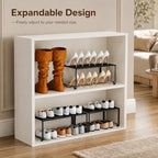 Extendable Metal Wire Shelf Organizer - Adjustable 15-24.4in Length, Stackable Storage Rack for Kitchen/Pantry/Bathroom/Shoe Cabinet/Tool Closet (4,Black) - Image 4