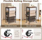Rolling Cart with Drawers, Rolling Storage Cart with Large Plastic Drawers & Wooden Tabletop, Utility Cart with Pegboards & Basket, Storage Drawers Cart for Living Room, Classroom, Bedroom, Office - Image 3