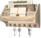 Rebee Vision Mail Organizer Wall Mounted with 6 Hooks for Office, Natural by REBEEVISION