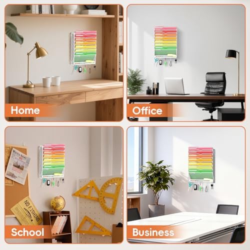 8-Tier Wall File Organizer with Hook, Hanging File Organizer White - Image 6