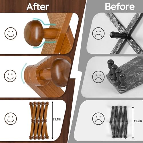 WGFKVAS Hat Rack for Wall with 14 Hooks, Solid Wooden - Image 3