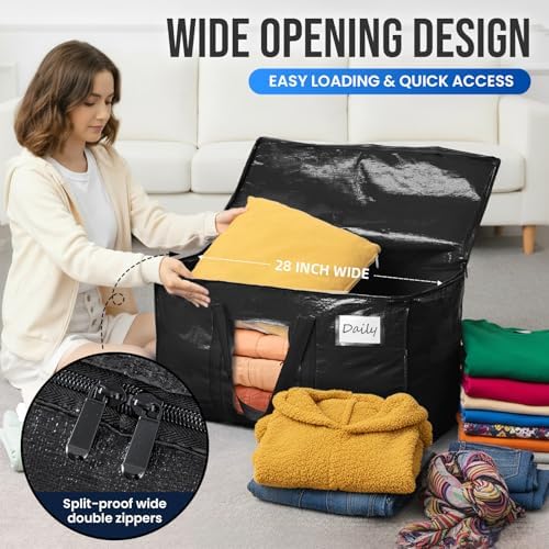 TAILI 10 Pack Black Extra Large Moving Bags,Storage Bag with Visible Window - Image 4