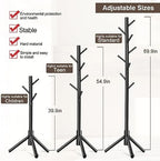 WANGMUXIA Coat Rack, Freestanding Coat Rack with 8 Hooks and 3 Adjustable Size Tree Coat Racks for Bedroom, Hallway, Entrance, Office, for Hats, Coats, Scarves, Handbags - Image 6