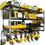 Heavy Duty 4-Tier Wall Mount Tool Rack, 8-Drill Holder & Charging Station, 400lb Load Shelf for Garage Workshop Organization by Unknown