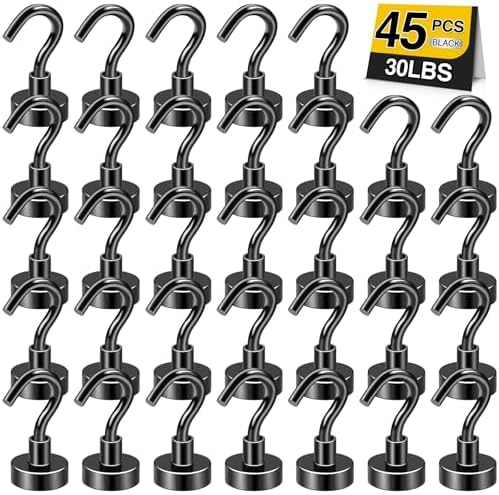 DIYMAG Magnetic Hooks 45pcs 30lbs Cruise Essentials 2026 Magnet Hook Black by DIYMAG
