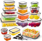 34 PCS Food Storage Containers with Lids Airtight(17 Lids &17 Containers) by JSCARES