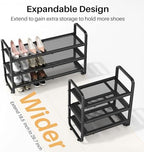Expandable Metal Shoe Rack for Closet, Entryway & Garage, 3-Tier, Black | Adjustable Height for Boots, Stackable Design, Dense Mesh Shelves for Heels, Fits Small Spaces, Apartments and Rentals - Image 4