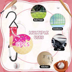Pink Ice Cream Drip Baseball Softball Dugout Organizer Bag Fence Hook Helmet Glove Hanger with Name Tag Sports Team Gifts Gear for Boys Girls Coach Mom Must Have Travel Accessory-6pcs - Image 4
