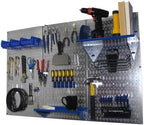 Wall Control Pegboard Organizer 4 ft. Metal Pegboard Standard Tool Storage Kit with Galvanized Toolboard and Blue Accessories by Wall+Control