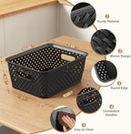 MaxGear 3 Pack Plastic Storage Baskets, Medium, Black - Image 2