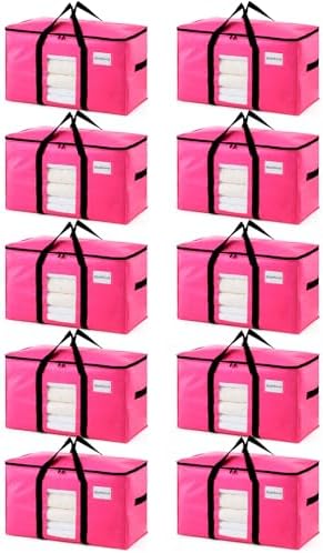 TAILI 10 Pack Pink Extra Large Moving Bags,Storage Bags with Visible Window by TAILI