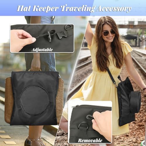 Portable Hat Storage Bag, Extra Large Hat Travel Case for Multiple Hats, Cowboy & Bowler Hats with Adjustable Handle, Shoulder and Luggage Strap,For Travel and At-Home Storage (Shaping Support) - Image 4