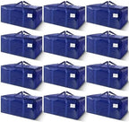 12 Pack Extra Heavy Duty Large Moving Bags with Strong Zipper & Carrying Handles, Sturdy Clothes Storage Bags Totes Bins, Packing Bag Move Boxes College Moving Supplies, Dark Blue - 24 gal by WTREE