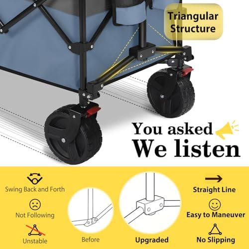 Sekey 300L Extended Collapsible Wagon, 660 lb Capacity, 48 in Long - Image 3