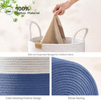 Nunsino Laundry Hamper 95L,Large Laundry Basket for Clothes,Decorative Storage Basket for Blankets,Cotton Rope Woven basket for bedroom,Navy Blue - Image 5