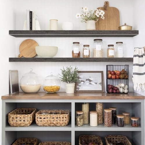 QEEIG Floating Shelves for Wall 47.2" Extra Long - Wall Mounted Shelf Bathroom Kitchen Living Room Bedroom Farmhouse Home Decor Display Bookshelf Large 47.2 x 9.3 inch Set of 2, Grey (008-120GY) - Image 2