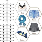 6 Tier Skirt Hangers Space Saving,4 Pack Pants Skirts Hangers with Clips for Women Closet,Non Slip Closet Organizer and Storage Multi Clothes Shorts Hanger Organization Dorm Room Essentials - Image 5