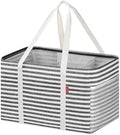 LHZK Standing Utility Tote Bag with Metal Wire Frame and the Sides Rinforced, Large Tote Bag with Handle, Reusable Grocery Bags Foldable, Beach Bag, Car Tote, Black, 18.5''x11.8''x11.5'' by LHZK