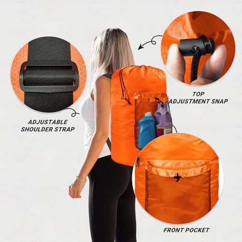 Laundry Bag with Shoulder Straps and Mesh Pocket Laundry Backpack Large Portable Laundry Hamper for College Laundromat Apartment - Image 3
