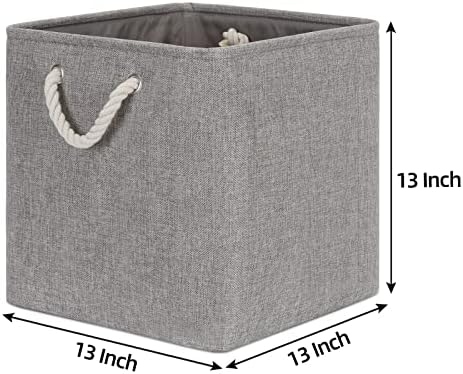 Bidtakay Grey Baskets Foldable Storage Cube Bins 13x13x13 Cube Storage Organizer Closet Set of 3 Fabric Storage Baskets for Home Office Large Baskets for Nursery Baby Toy Storage - Image 5