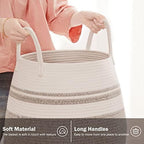 Extra Large Laundry Hamper Basket 105L Woven Blanket Basket, Brown & White - Image 5