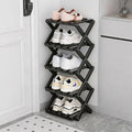 Vertical Black Shoe Rack Small, 5 Tier Portable Folding Shoe Storage Rack, Without Installation Free Standing Shoe Rack for Corridors, Bedrooms Living Room Corner and Small Spaces by Akloya