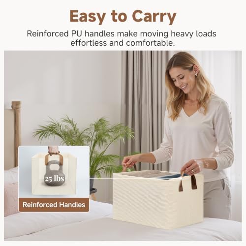 StorageWorks Closet Storage Bins, Shelves Baskets, Beige, 2-Pack - Image 5