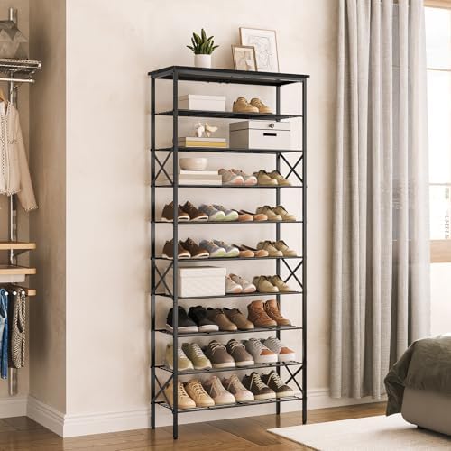 YATINEY 10 Tier Shoe Rack, Large Capacity Shoe Storage Organizer Holds 40 Pairs, Sturdy and Stable, for Entryway, Hallway, Closet, Dorm Room, Charcoal SS10BCG1 - Image 2
