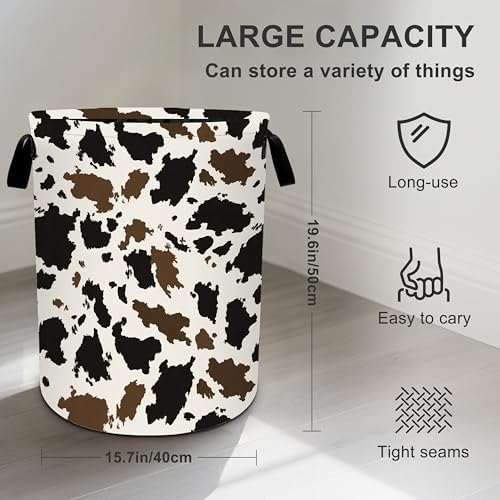 Cow Camo Laundry Basket Storage Bin Foldable Laundry Hamper Clothes Storage Bucket Organizer 19.6x15.7 Inch For Laundry Room/Bedroom/Bathroom - Image 4