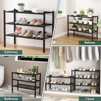 Smiry Bamboo Shoe Rack, 8 Vertical Slats, 5 Tier - 17.3" Wide, Black - Image 5