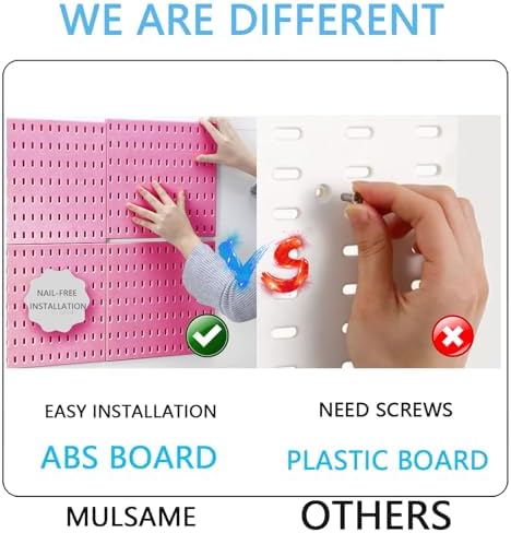 MULSAME Pegboard Combination Kit, 25.2" x 25.2" Wall Mounted Storage Set with 4 Pegboards & 20 Accessories Hanging, Peg Boards Organizer - Image 6