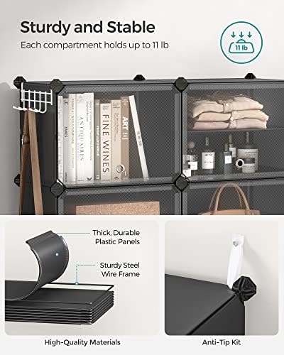 SONGMICS Shoe Rack, 10-Tier with Doors, 40-Pair Storage Cabinet | Shoe Organizer, Steel Frame, Plastic Panel, Bedroom, Entryway, Ink Black and Transparent, DAMION Collection ULPC035B01 - Image 5