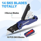 WORKPRO Folding Utility Knife, Quick Change Box Cutter, Blue - Image 5