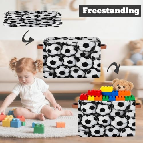 Soccer Storage Basket Toy Storage Bins Collapsible Cube Organizer - Image 3