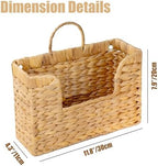 Set of 2 Magazine Holder Wall Basket Water Hyacinth Woven Mail Organizer, Wicker Wall Hanging Baskets for Magazines, Letters & Storage Decorative Mail Holder, Magazine Rack, 11.8x4.3x7.9 Inch - Image 2