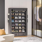 OYREL Shoe Rack Dustproof Sturdy 8Tier Tall Large Storage with Side Pocket - Image 5