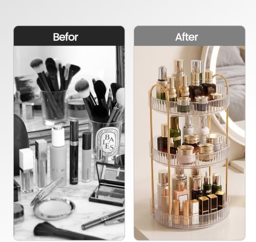 Rotating Makeup Organizer Countertop, Bathroom Lazy Susan Tray Stand - Image 5
