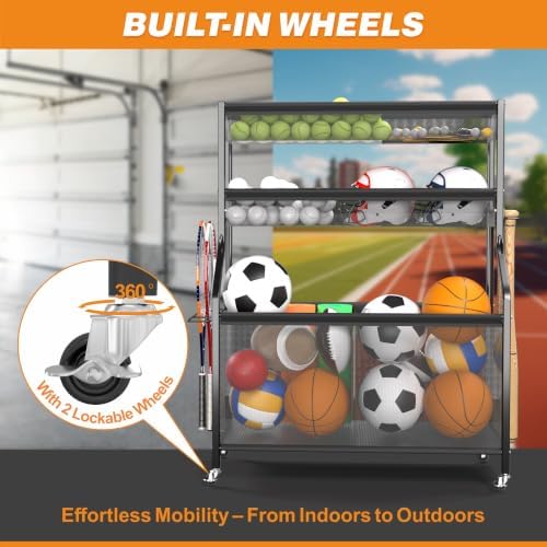 Ultrawall Sports Equipment Organizer, Golf Bag Stand w/Ski & Ball Storage - Image 4