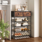 INGIORDAR 5 Tier Shoe Rack Storage Organizer Shelf with 2 Drawers MDF Board - Image 2