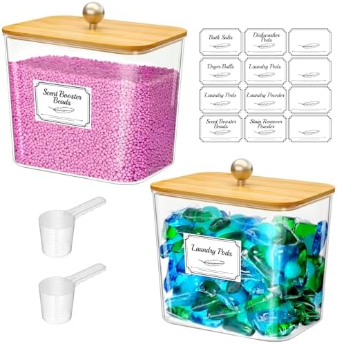 Lifewit Laundry Pods Container with Lid, 0.7 gal, Natural, 2 Pcs by Lifewit