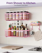 Shower Caddy Adhesive 3 Pack Stainless Steel Storage Organizers-Pink - Image 6