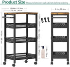 Vivihomety 4-Tier Laundry Utility Rolling Cart with Wheels, Metal - Image 2