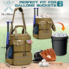 RAINSMORE Baseball Bucket Bag Baseball Coaches Accessories Organizer with Insulation Pocket Tactical Softball Bag with Anti-Slip Bottom, Multiple Pockets for Bat, Gloves, Scoreboards - Image 3