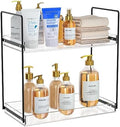 NPPLUS 2 Tier Bathroom Counter Organizer Matte Black+Clear Acrylic Vanity by NPPLUS