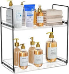 NPPLUS 2 Tier Bathroom Counter Organizer Matte Black+Clear Acrylic Vanity by NPPLUS